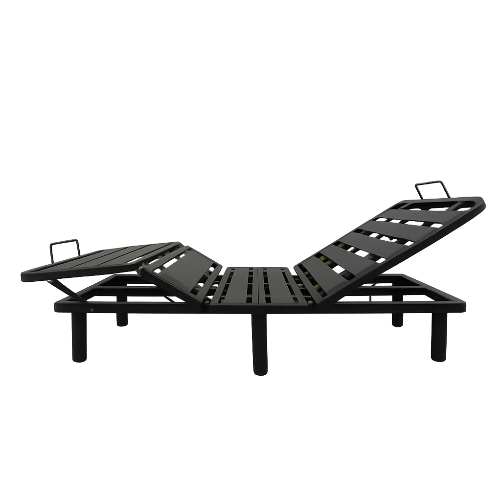 Pack lit électrique orthopédique à lattes en simili cuir noir Orthoflex : matelas inclus