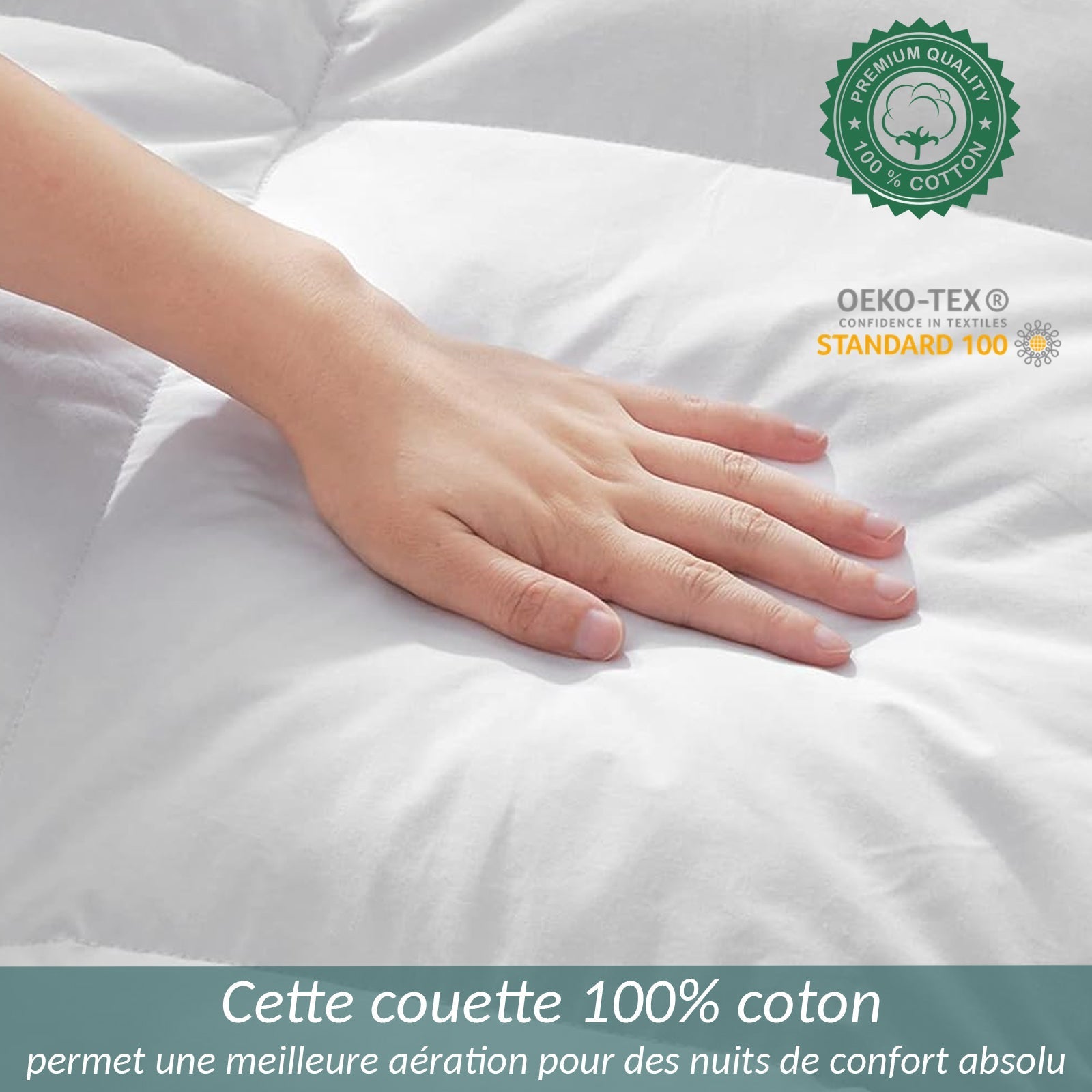 Couette tempérée 50% plumes, 50% duvet