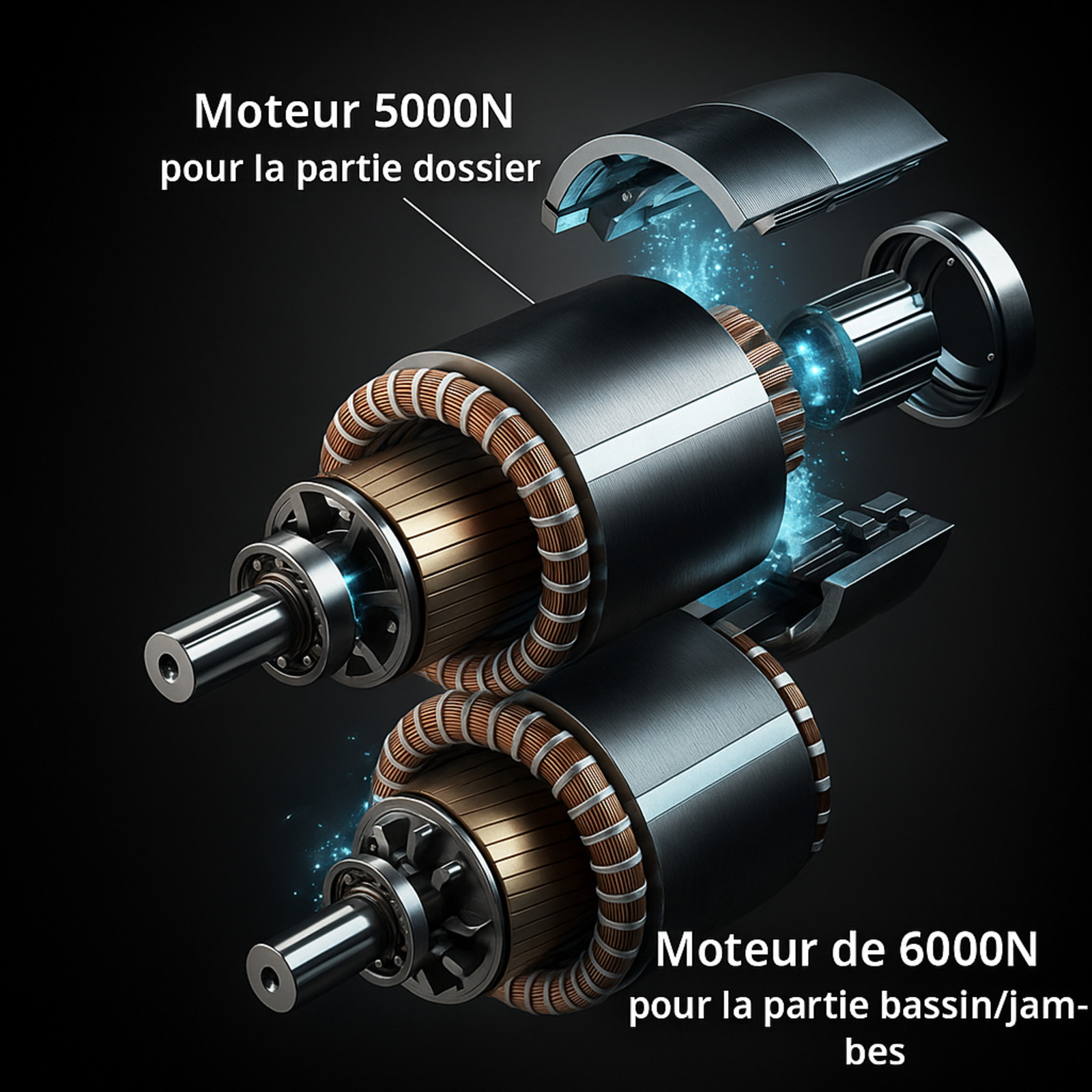 Pack lit électrique orthopédique à lattes en simili cuir noir Orthoflex : matelas inclus