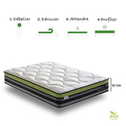 Matelas bi-confort souple/ferme, mémoire de forme, ressorts