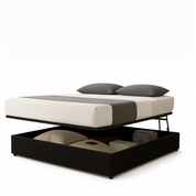 Lit coffre ouverture latérale et frontale simili cuir noir