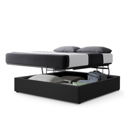 Lit coffre ouverture latérale et frontale tissu gris