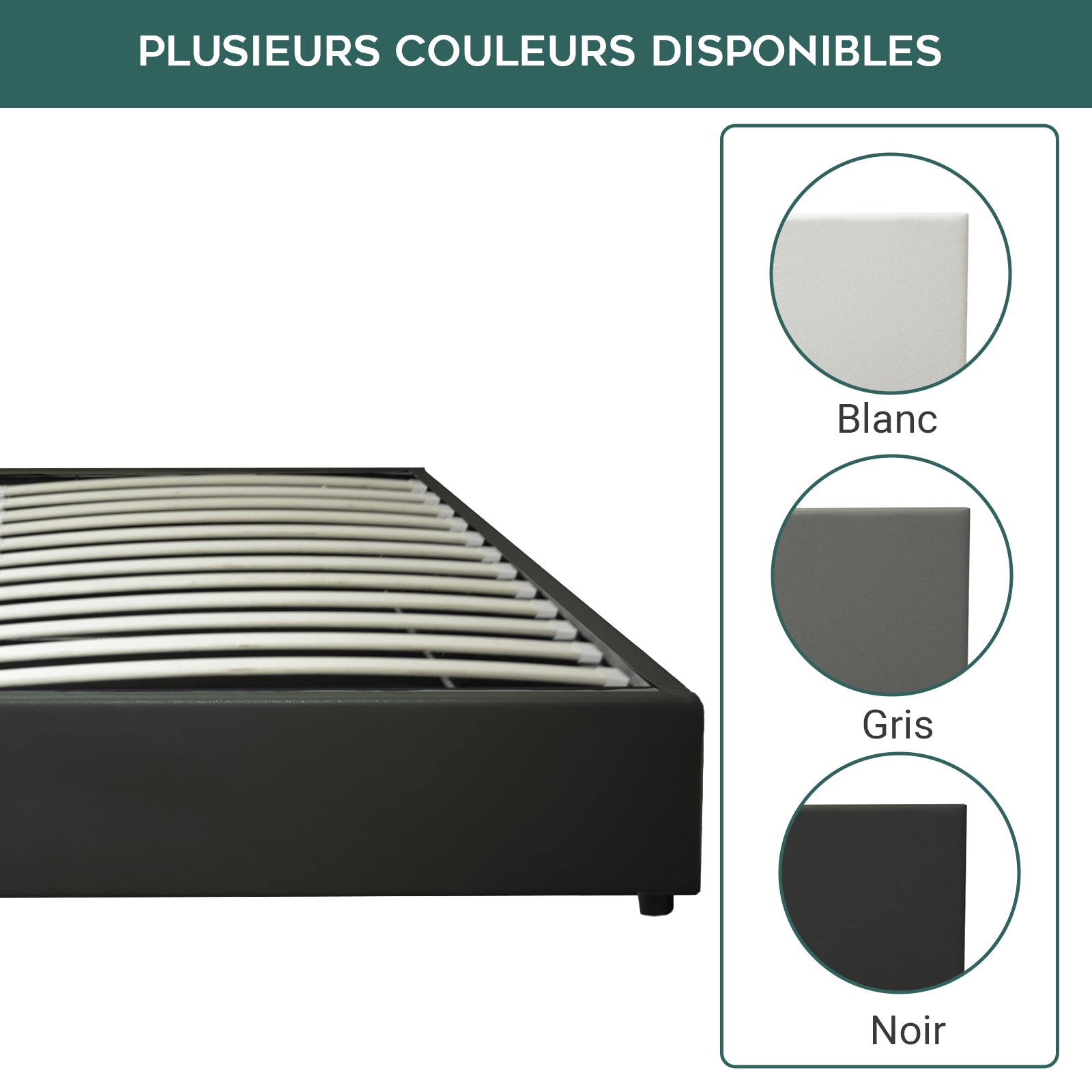 Lit coffre ouverture latérale et frontale simili cuir noir