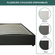 Lit coffre ouverture latérale et frontale simili cuir noir