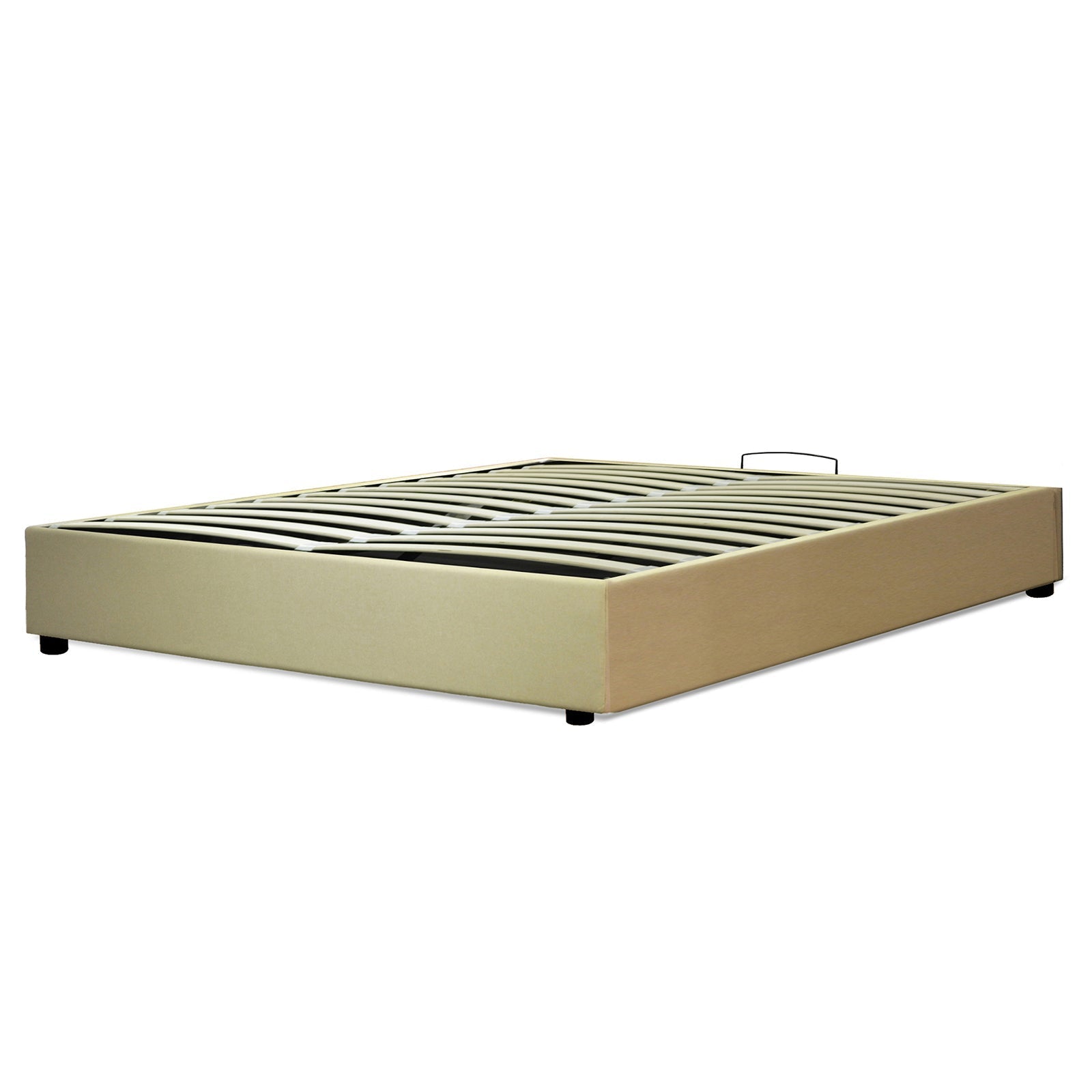 Lit coffre électrique tissu sable, télécommande, sommier flexible