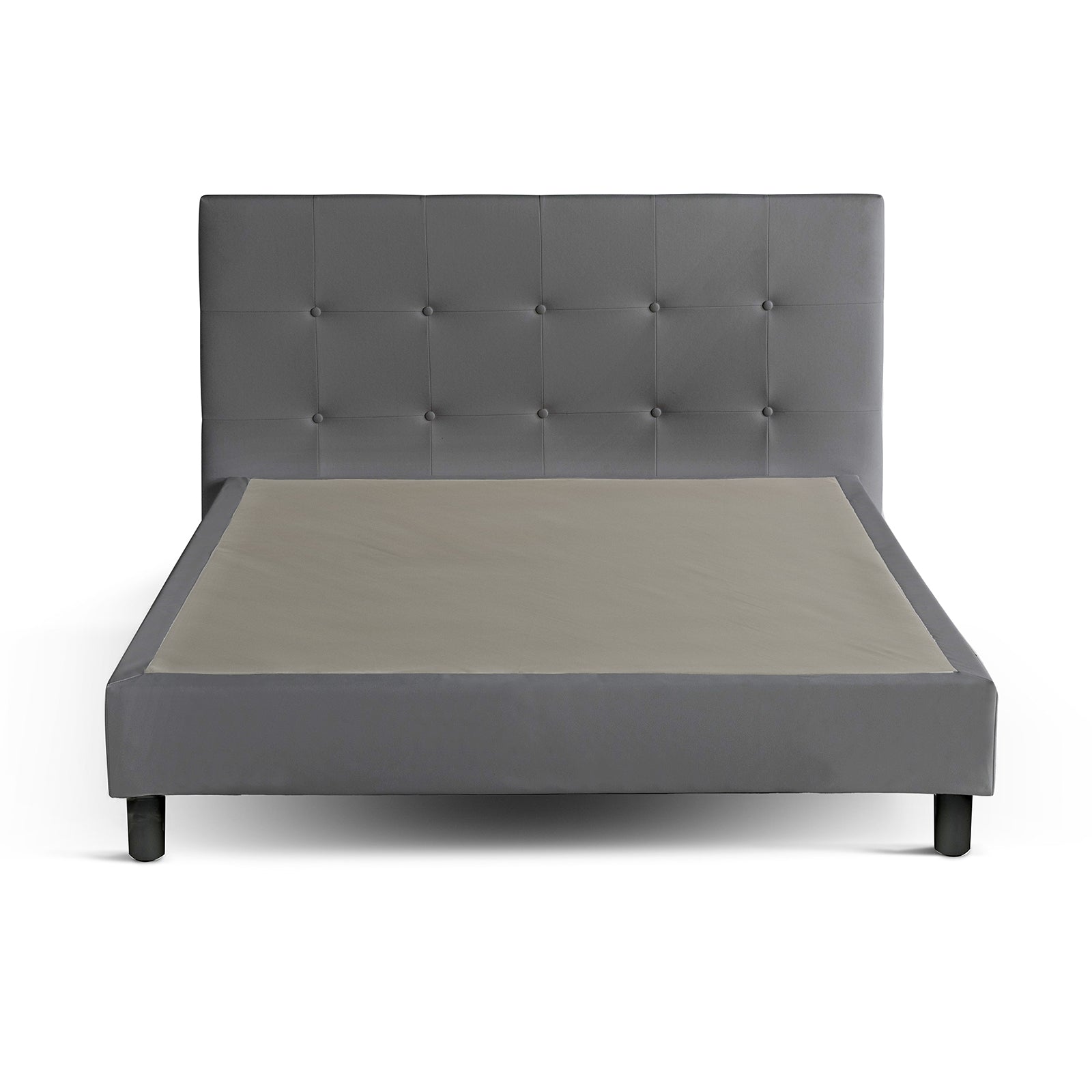 Lit capitonné Triomphe et contemporain : Simili cuir et sommier à lattes en bois