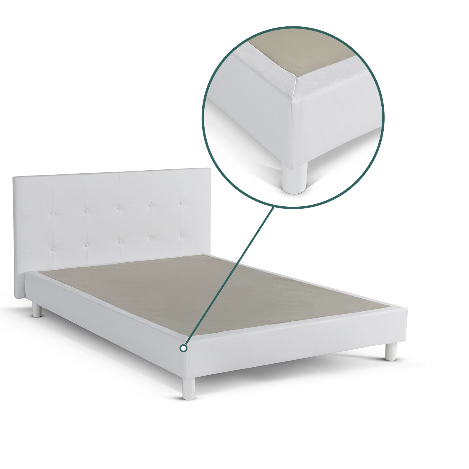 Lit capitonné Triomphe et contemporain : Simili cuir et sommier à lattes en bois