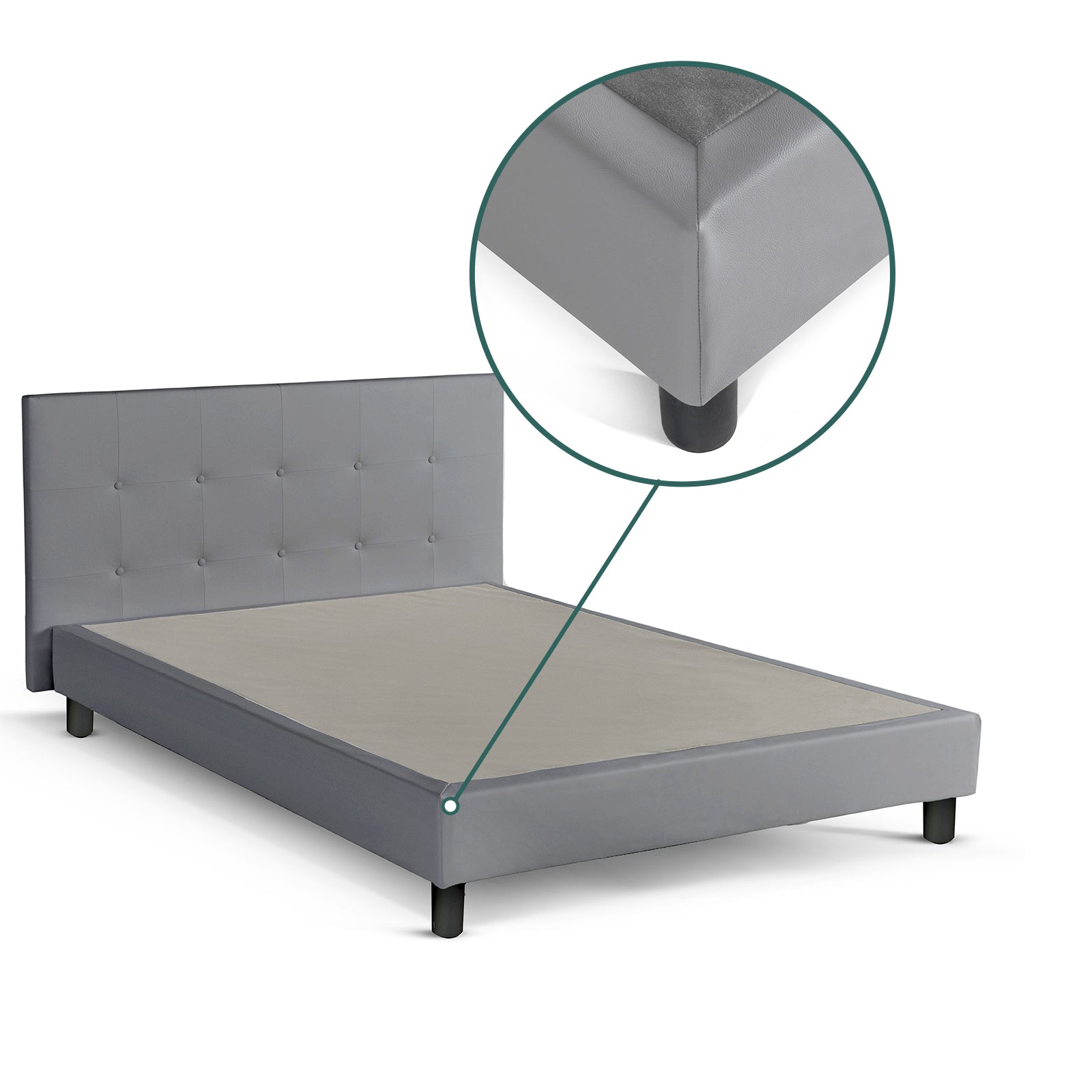 Lit capitonné Triomphe et contemporain : Simili cuir et sommier à lattes en bois