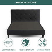 Lit capitonné Triomphe et contemporain : Simili cuir et sommier à lattes en bois