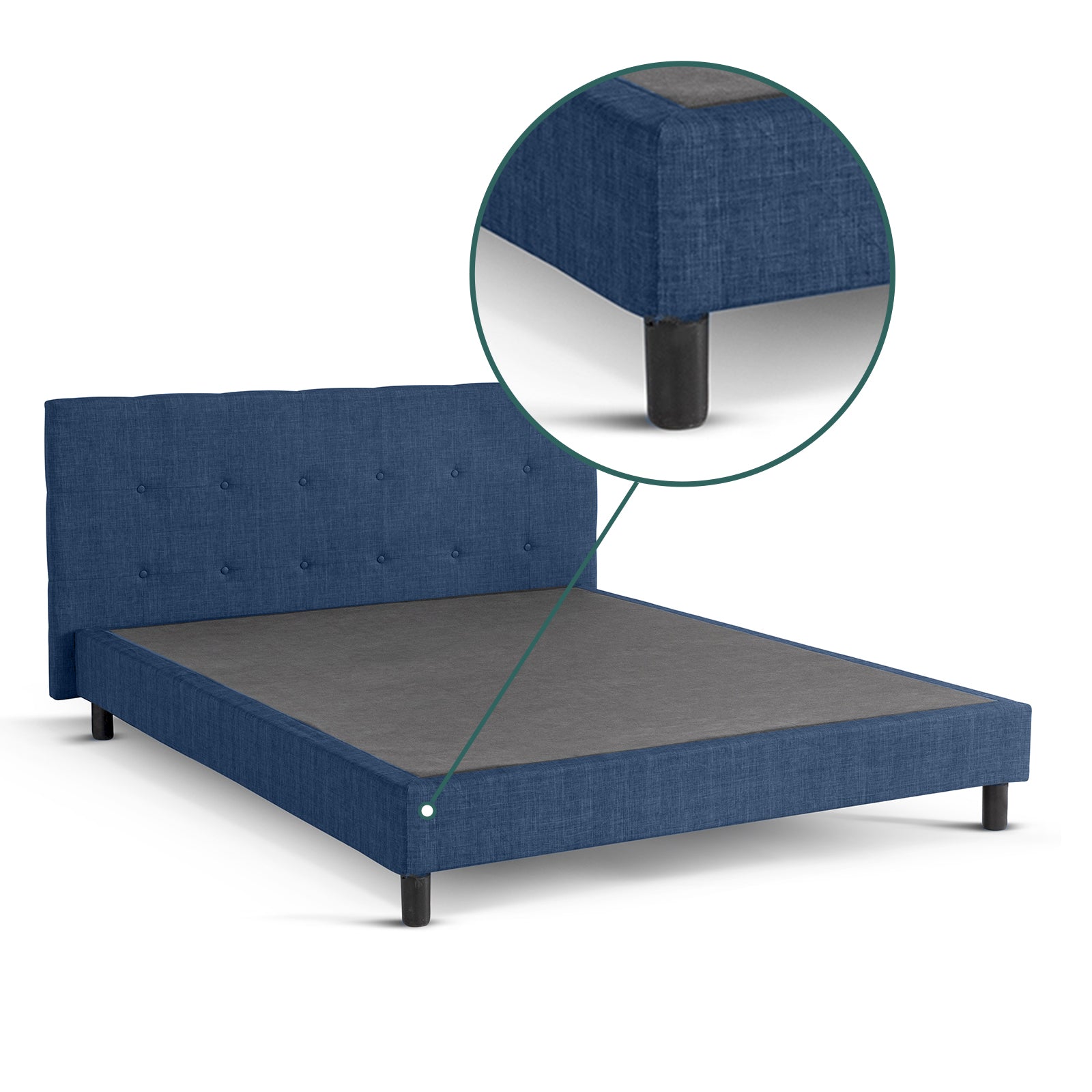 Lit capitonné Majestic moderne : tissu et sommier à lattes en bois