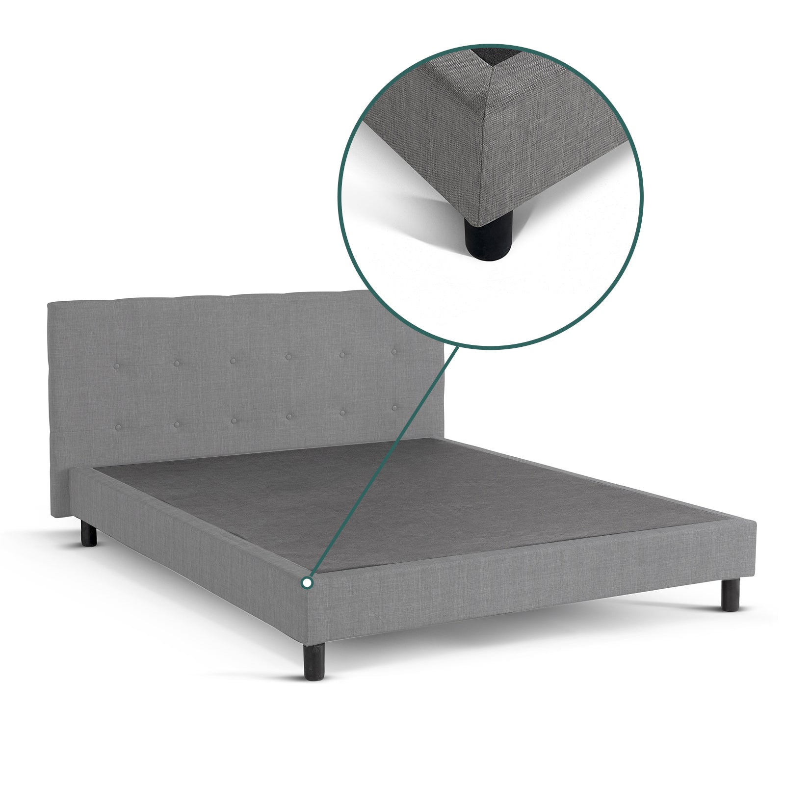 Lit capitonné Majestic moderne : tissu et sommier à lattes en bois