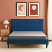 Lit capitonné Majestic moderne : tissu et sommier à lattes en bois