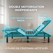 Pack lit électrique orthopédique velours côtelé beige Orthoflex : matelas inclus