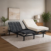 Pack lit électrique orthopédique à lattes en velours côtelé bleu Orthoflex : matelas inclus