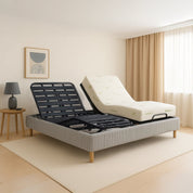 Pack lit électrique orthopédique à lattes en velours côtelé gris Orthoflex : matelas inclus