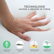 Traversin mémoire de forme, soutien cervical, déhoussable