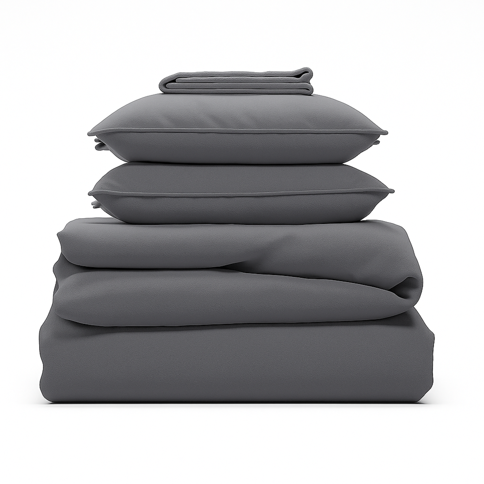 Parure de lit complète gris ardoise, polyester, douce, hypoallergénique