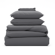 Parure de lit complète gris ardoise, polyester, douce, hypoallergénique