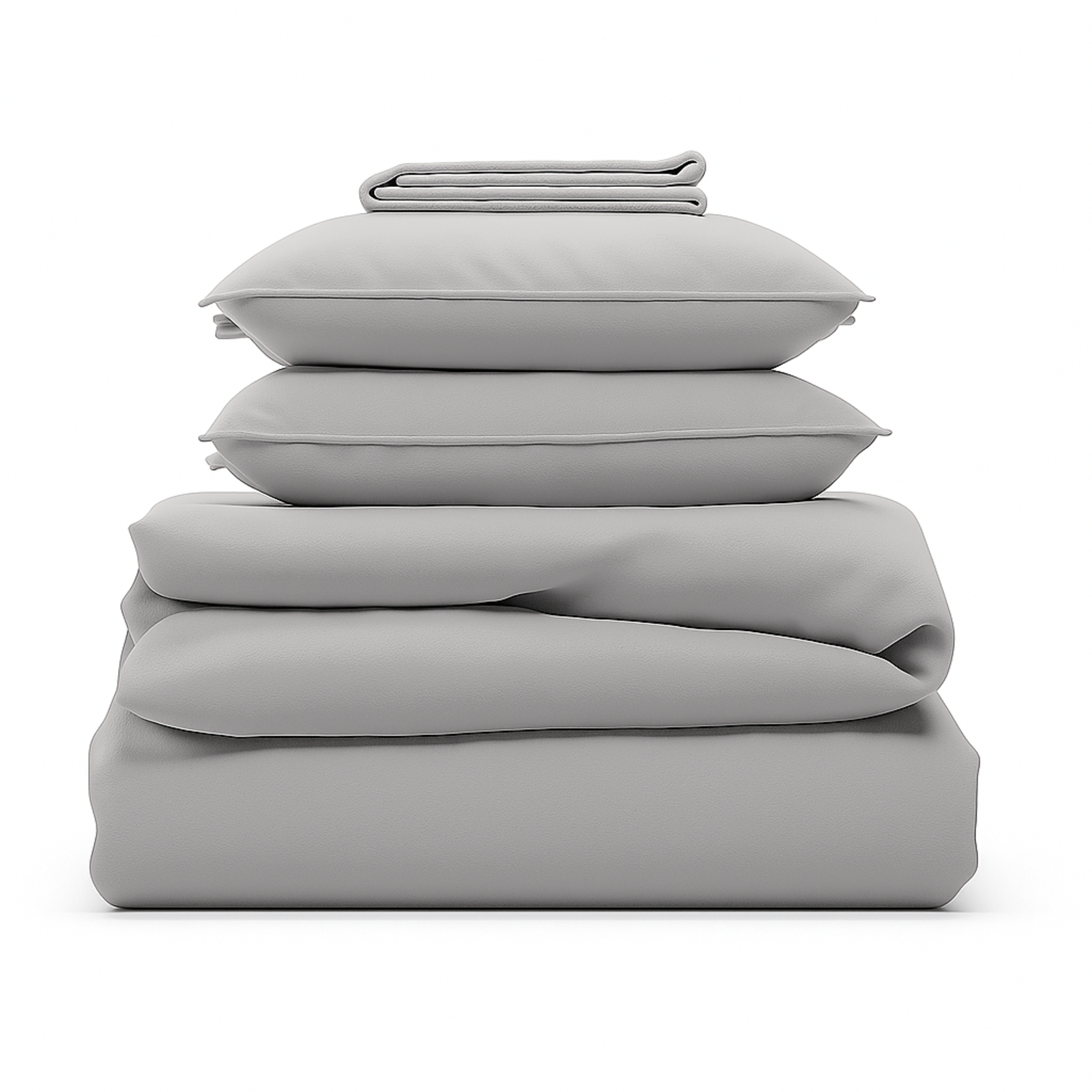 Parure de lit complète gris perle, polyester, douce, hypoallergénique