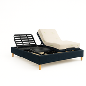 Pack lit électrique orthopédique à lattes en velours côtelé bleu Orthoflex : matelas inclus