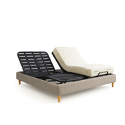 Pack lit électrique orthopédique à lattes en velours côtelé gris Orthoflex : matelas inclus