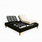 Pack lit électrique orthopédique à lattes en simili cuir noir Orthoflex : matelas inclus