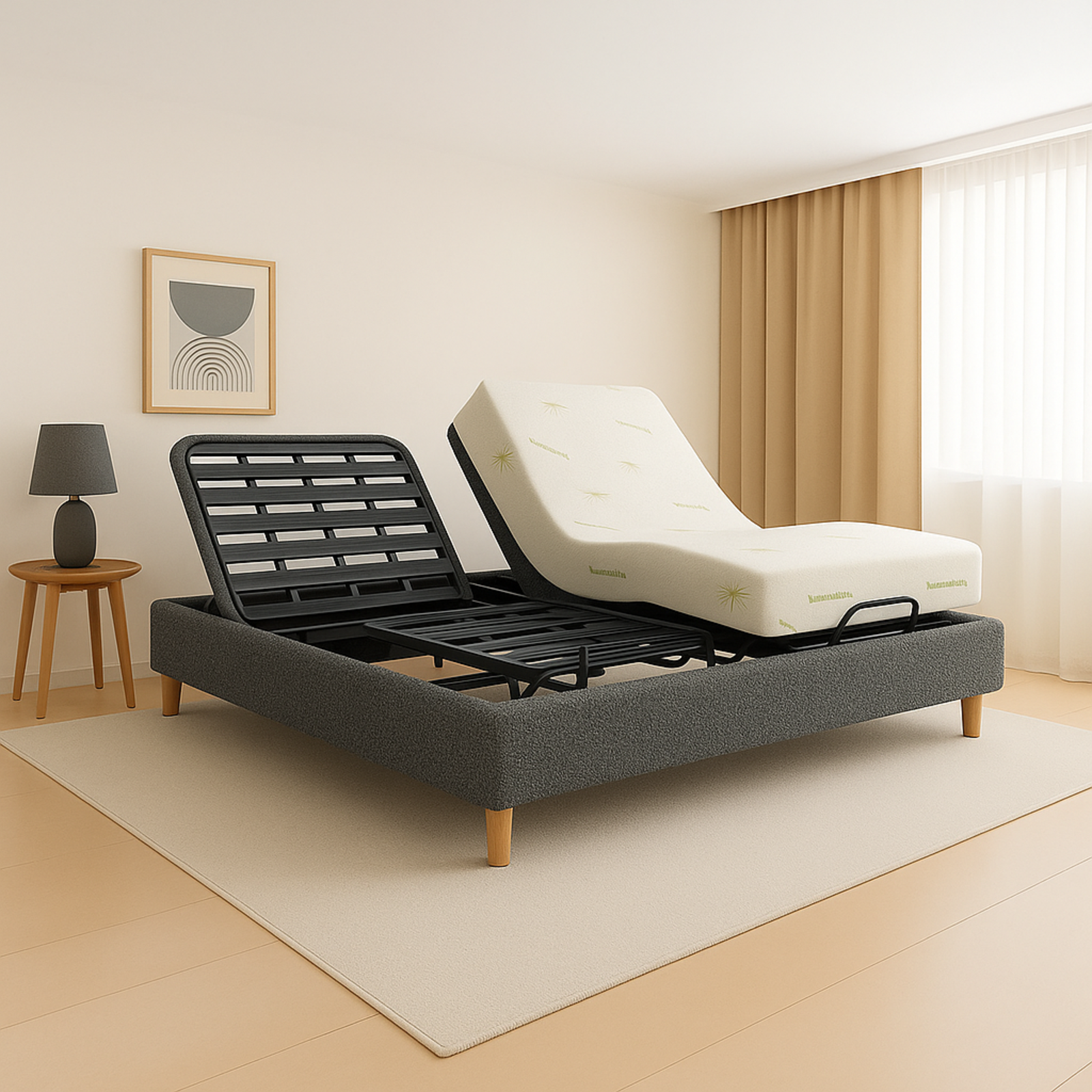 Pack lit électrique orthopédique bouclette gris Orthoflex : matelas inclus