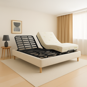 Pack lit électrique orthopédique bouclette sable Orthoflex : matelas inclus