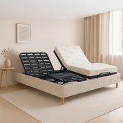 Pack lit électrique orthopédique velours côtelé beige Orthoflex : matelas inclus