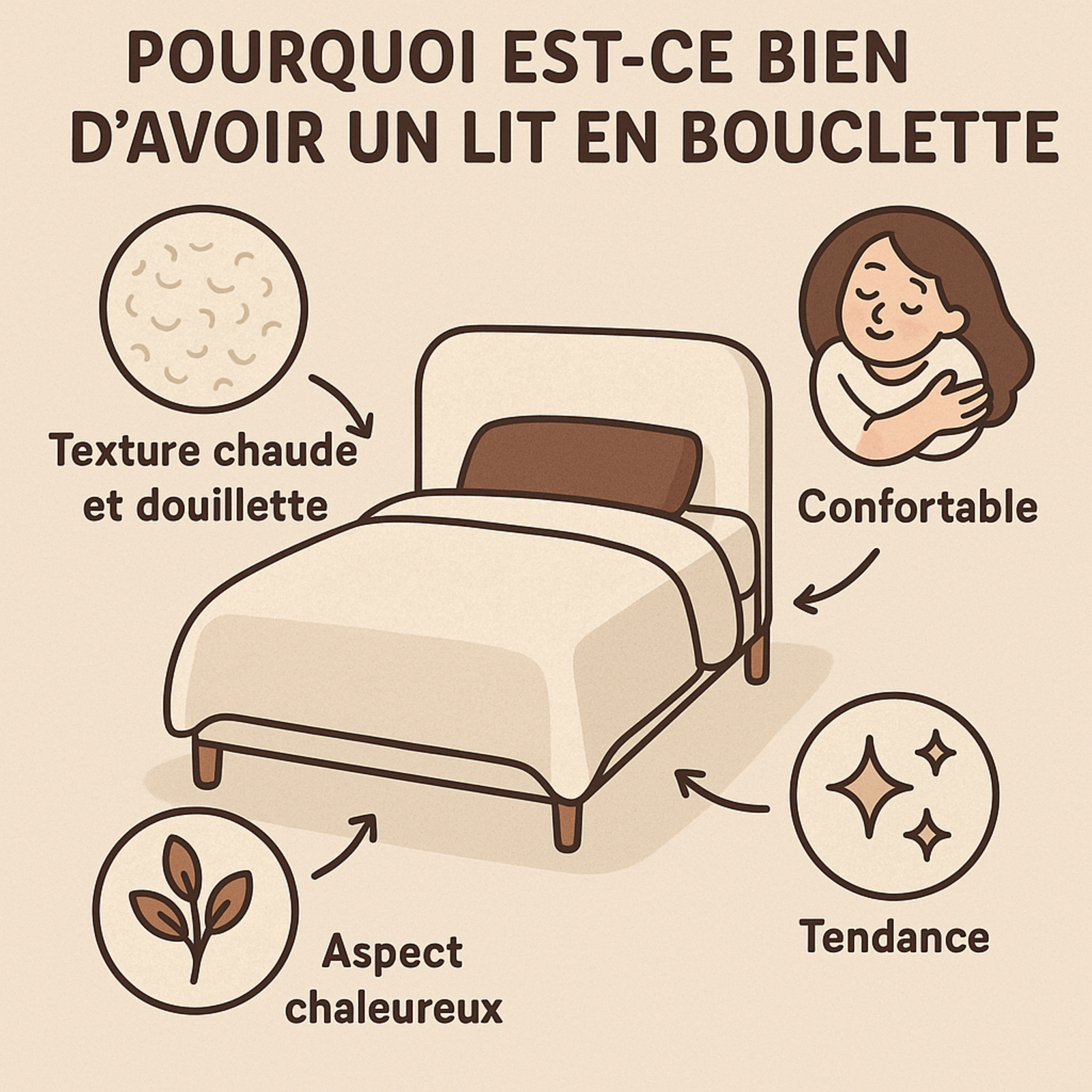 Pack lit électrique orthopédique bouclette sable Orthoflex : matelas inclus