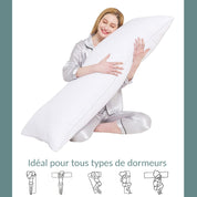 Traversin mémoire de forme, soutien cervical, déhoussable