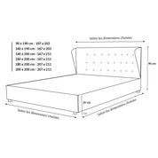Lit coffre sommier relevable Monceau capitonné chic : tissu et sommier à lattes en bois flexibles