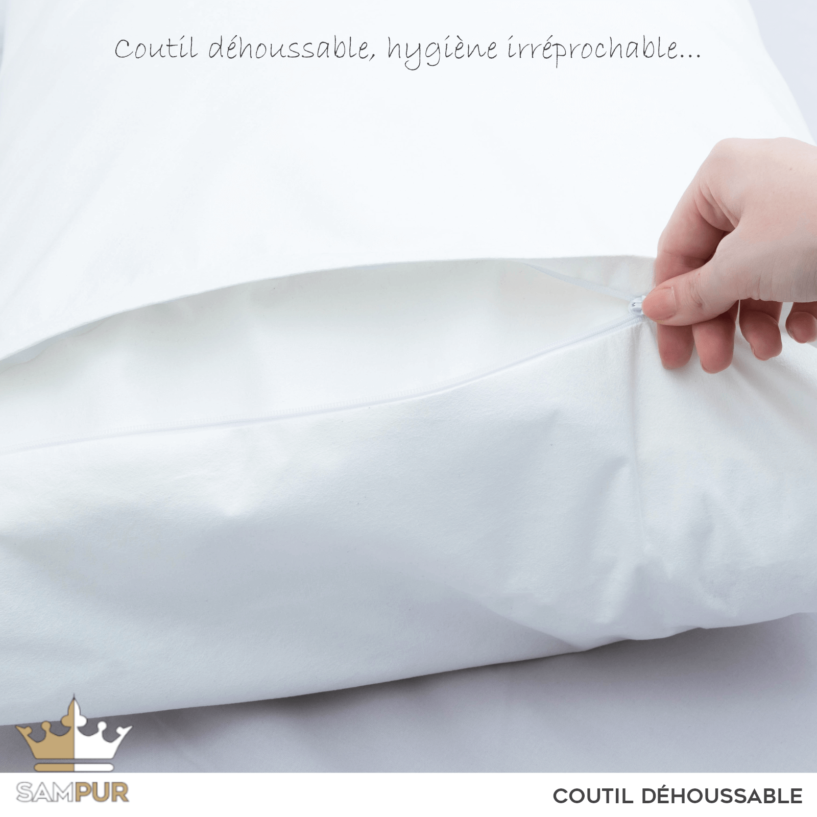 Traversin mémoire de forme, soutien cervical, déhoussable